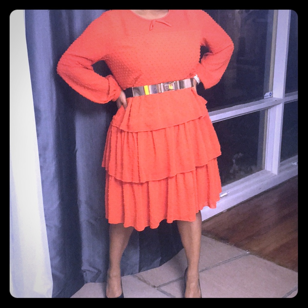 Gorgeous tiered long sleeve orange Eloqui dress